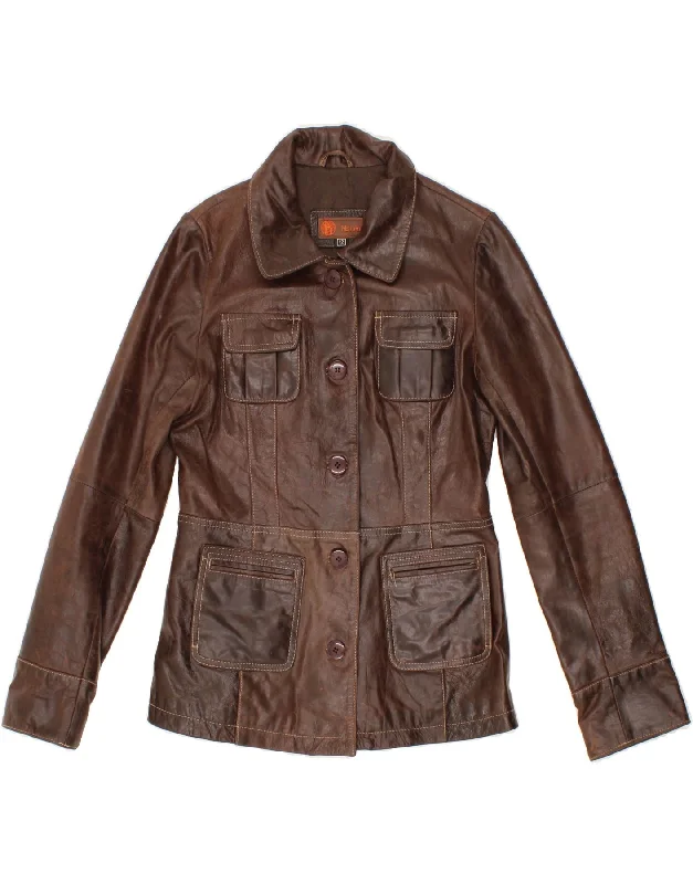 VINTAGE Womens Utility Jacket UK 12 Medium Brown Polyester Snapped Jacket Toggled Jacket Drawstring Jacket VINTAGE Womens Utility Jacket UK 12 Medium Brown Polyester Snapped Jacket Toggled Jacket Drawstring Jacket