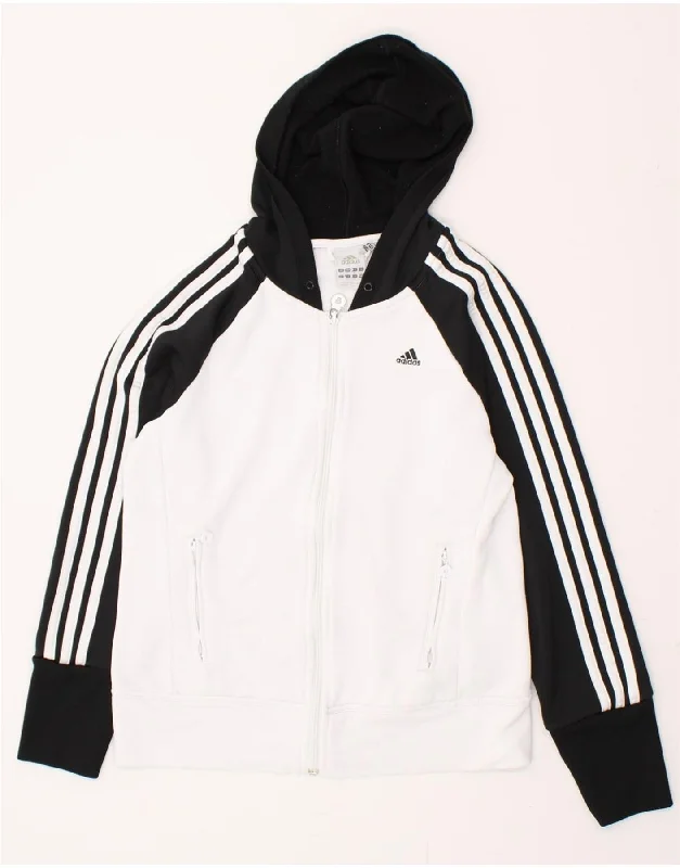 ADIDAS Womens Climalite Zip Hoodie Sweater UK 14 Medium White Colourblock Hoodie with Illustration Artistic Creative ADIDAS Womens Climalite Zip Hoodie Sweater UK 14 Medium White Colourblock Hoodie with Illustration Artistic Creative