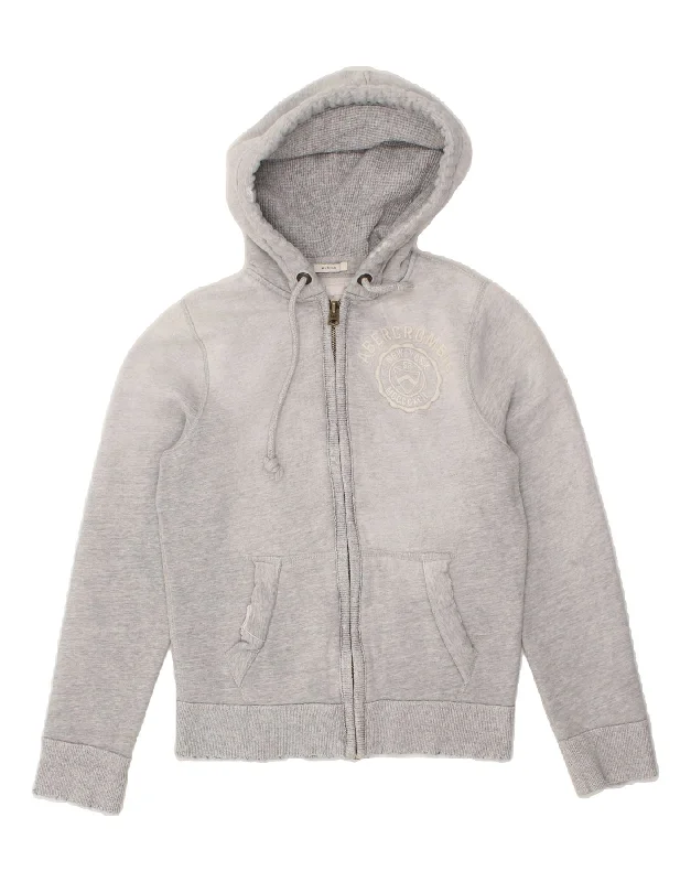 ABERCROMBIE & FITCH Womens Muscle Zip Hoodie Sweater UK 10 Small Grey Hoodie with Monochrome Minimalist Simple ABERCROMBIE & FITCH Womens Muscle Zip Hoodie Sweater UK 10 Small Grey Hoodie with Monochrome Minimalist Simple