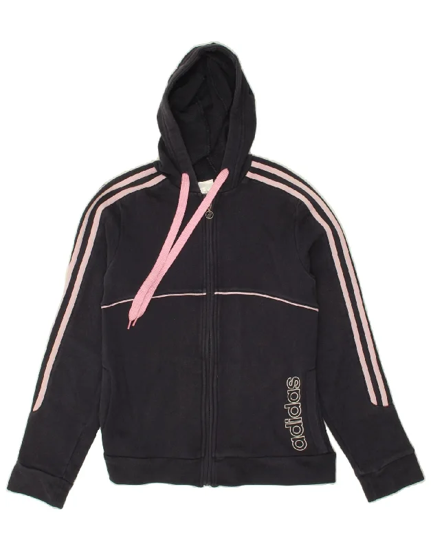 ADIDAS Womens Graphic Zip Hoodie Sweater UK 12 Medium Navy Blue Hoodie Crop Top Short Trendy ADIDAS Womens Graphic Zip Hoodie Sweater UK 12 Medium Navy Blue Hoodie Crop Top Short Trendy