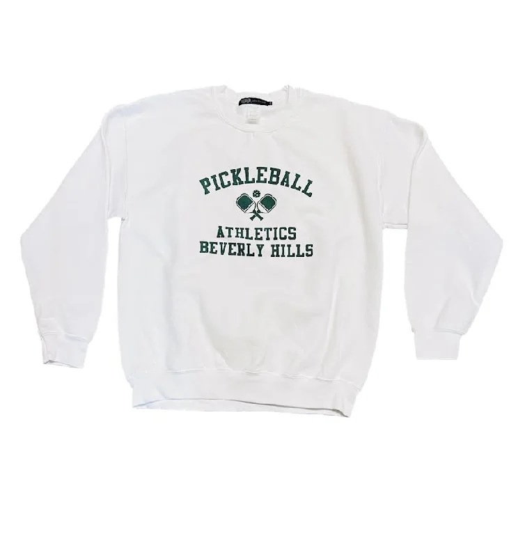 WOMENS PICKLEBALL WHITE SWEATSHIRT Hoodie with Elastic Waist Stretchable Comfortable WOMENS PICKLEBALL WHITE SWEATSHIRT Hoodie with Elastic Waist Stretchable Comfortable