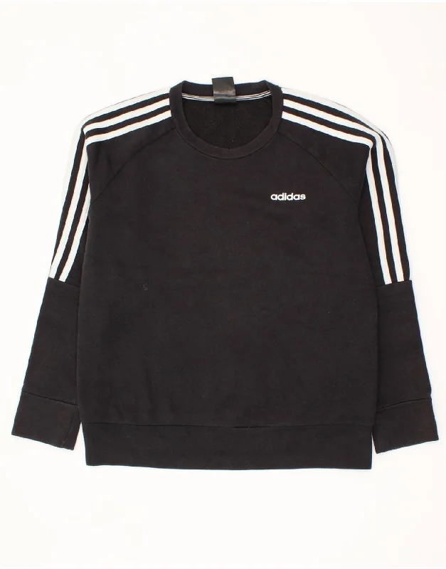 ADIDAS Womens Oversized Sweatshirt Jumper UK 8/10 Small Black Cotton Hoodie with Longline Fit Extended Stylish ADIDAS Womens Oversized Sweatshirt Jumper UK 8/10 Small Black Cotton Hoodie with Longline Fit Extended Stylish