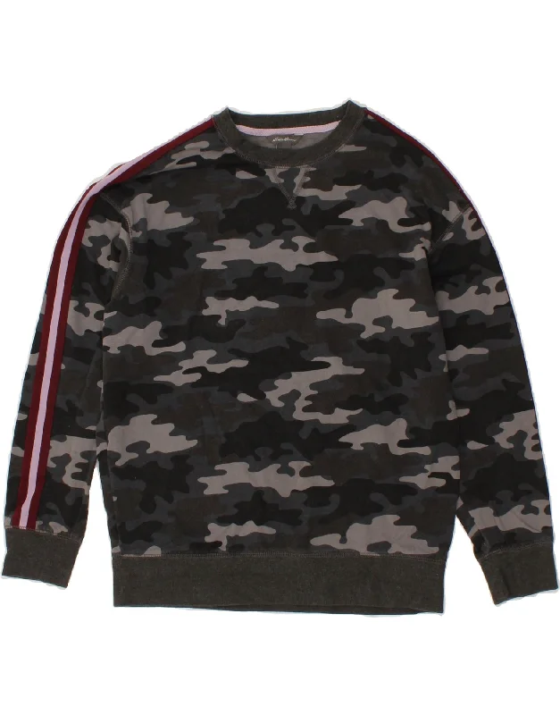 EDDIE BAUER Womens Sweatshirt Jumper UK 10 Small Grey Camouflage Cotton Hoodie with Snap Buttons Easy Quick EDDIE BAUER Womens Sweatshirt Jumper UK 10 Small Grey Camouflage Cotton Hoodie with Snap Buttons Easy Quick
