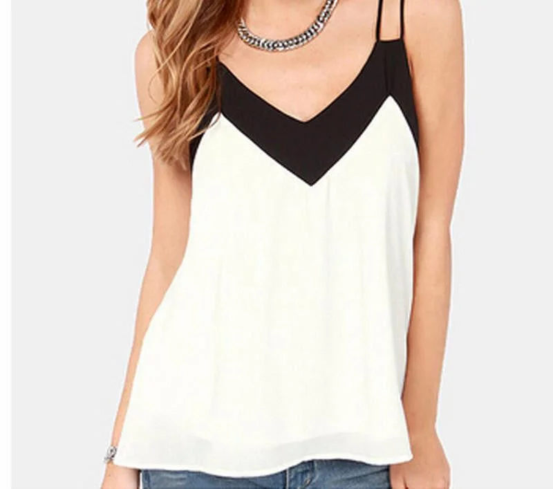 Style Women Sleeveless Halter Blouses Casual Vest Loose Chiffon Blouse V Neck Tank Tops Plus Size spandex blend tank Style Women Sleeveless Halter Blouses Casual Vest Loose Chiffon Blouse V Neck Tank Tops Plus Size spandex blend tank