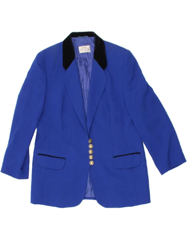HUCKE Womens 5 Button Blazer Jacket UK 20 2XL Blue Polyester Faux Fur Fabric Real Fur Fabric Shearling Fabric HUCKE Womens 5 Button Blazer Jacket UK 20 2XL Blue Polyester Faux Fur Fabric Real Fur Fabric Shearling Fabric