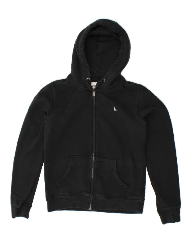 JACK WILLS Womens Zip Hoodie Sweater UK 8 Small Black Cotton Hoodie with Patch Decorative Personalized JACK WILLS Womens Zip Hoodie Sweater UK 8 Small Black Cotton Hoodie with Patch Decorative Personalized