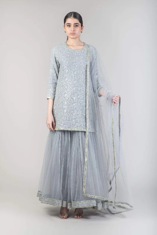 Pastel Georgette Skirt Set lace skirt intricate