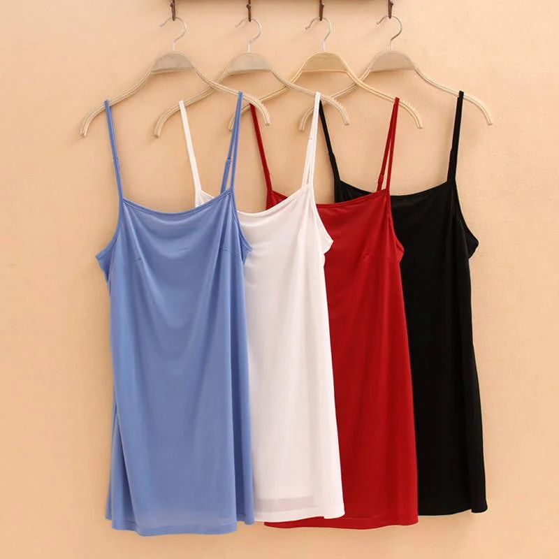 Women lining Camisole Solid Sleeveless Tank TOP Vest Spaghetti Strap Under Slip Tee Shirt Mini Dress vestidos lined beach dress v-neck tank top