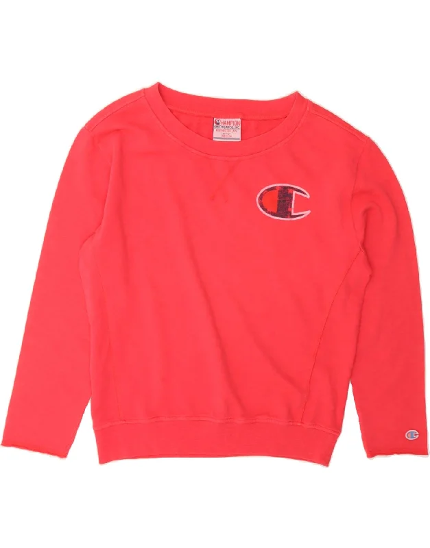 CHAMPION Womens Graphic Sweatshirt Jumper UK 14 Medium Pink Cotton Hoodie with Neon Bright Vibrant CHAMPION Womens Graphic Sweatshirt Jumper UK 14 Medium Pink Cotton Hoodie with Neon Bright Vibrant