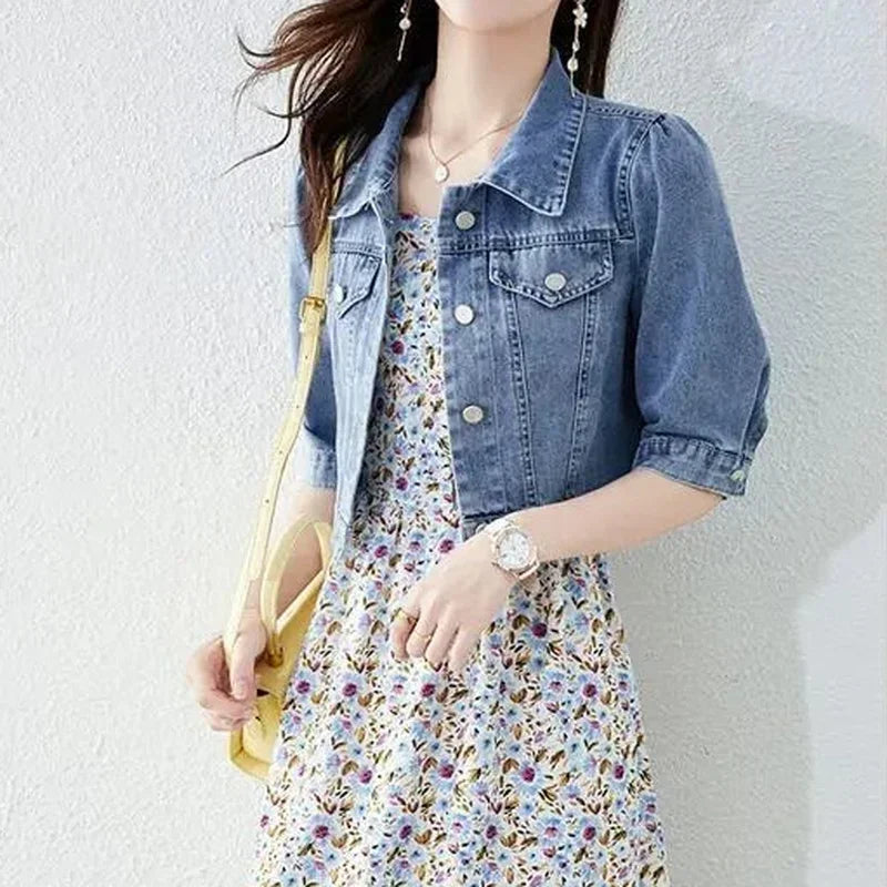 Vintage Crops Trendy Turn Down Collar Jackets Women Basic Solid Outwear Half Sleeve Denim Fit Harajuku Street Denim Jacket Women Tailored Jacket Straight Jacket A-Line Jacket Vintage Crops Trendy Turn Down Collar Jackets Women Basic Solid Outwear Half Sleeve Denim Fit Harajuku Street Denim Jacket Women Tailored Jacket Straight Jacket A-Line Jacket