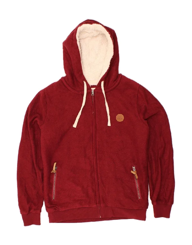 SALTROCK Womens Oversized Zip Hoodie Sweater UK 10 Small Burgundy Cotton Hoodie with Metallic Shiny Futuristic SALTROCK Womens Oversized Zip Hoodie Sweater UK 10 Small Burgundy Cotton Hoodie with Metallic Shiny Futuristic