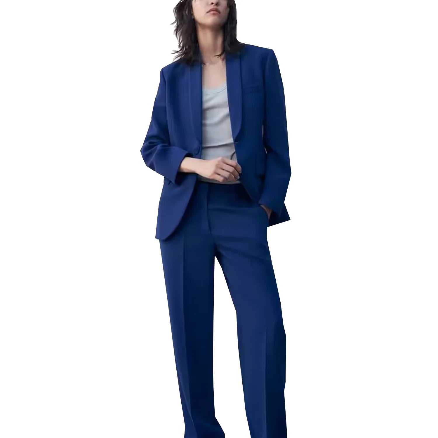 Women's Suit Jacket, Dress Collar with One Button and a Slit Design, Slim Fit and Slimming, Flared Pants, New Front Pockets Side Pockets Patch Pockets Women's Suit Jacket, Dress Collar with One Button and a Slit Design, Slim Fit and Slimming, Flared Pants, New Front Pockets Side Pockets Patch Pockets