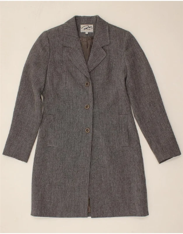VINTAGE Womens Longline 3 Button Blazer Jacket EU 36 Small Grey Satin Fabric Silk Fabric Chiffon Fabric VINTAGE Womens Longline 3 Button Blazer Jacket EU 36 Small Grey Satin Fabric Silk Fabric Chiffon Fabric