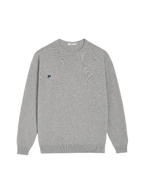 Womens Recycled Cashmere Crewneck Sweatshirt—pale grey melange Hoodie with Logo Branding Identity Womens Recycled Cashmere Crewneck Sweatshirt—pale grey melange Hoodie with Logo Branding Identity