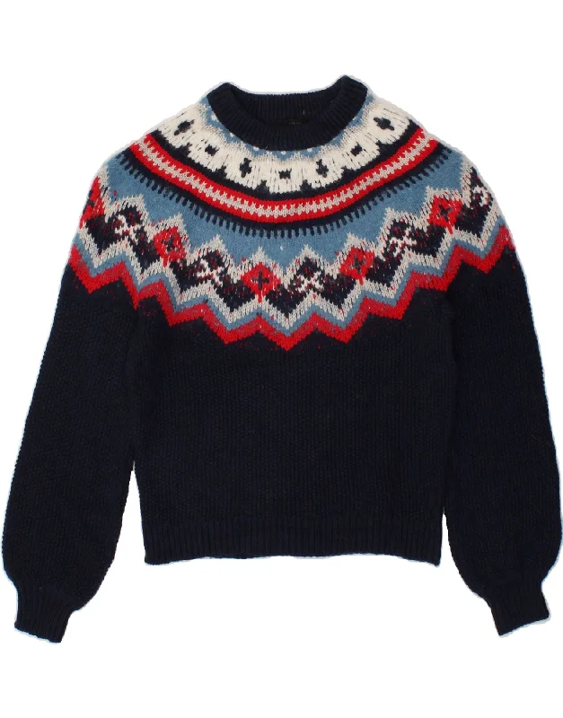 J. CREW Womens Boat Neck Jumper Sweater UK 14 Medium Navy Blue Fair Isle Jersey Fabric Tulle Fabric Batik Fabric J. CREW Womens Boat Neck Jumper Sweater UK 14 Medium Navy Blue Fair Isle Jersey Fabric Tulle Fabric Batik Fabric