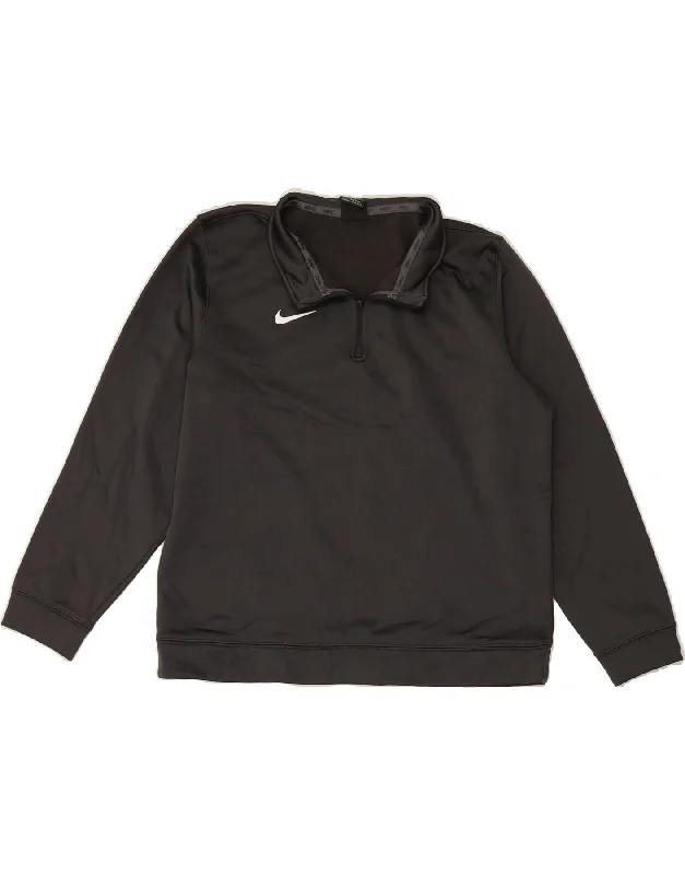 NIKE Womens Dri Fit Zip Neck Sweatshirt Jumper UK 18 XL Grey Polyester Hoodie with Typography Text Message NIKE Womens Dri Fit Zip Neck Sweatshirt Jumper UK 18 XL Grey Polyester Hoodie with Typography Text Message