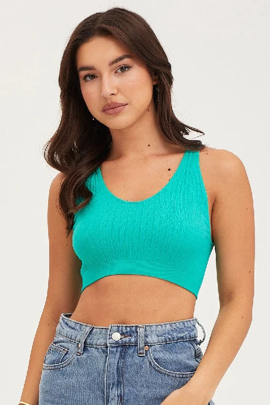 Green Tank Top Sleeveless Seamless layering tank top