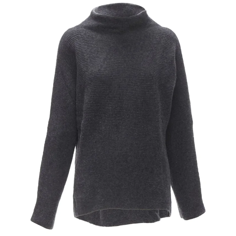 Vince merino wool cashmere blend ribbed knit mock neck oversized sweater Ribbed Striped Patterned Vince merino wool cashmere blend ribbed knit mock neck oversized sweater Ribbed Striped Patterned