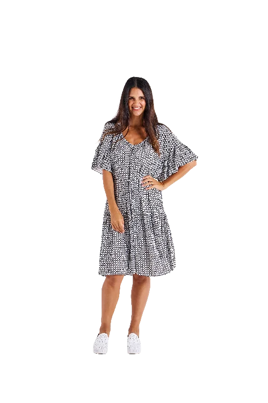 Bella Dress Geometric Print Tunics Canvas sturdy