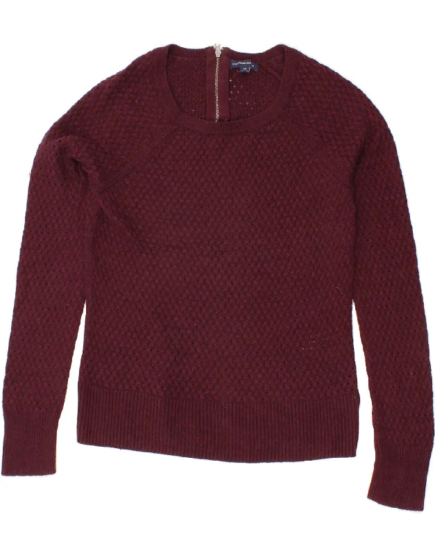 AMERICAN EAGLE Womens Boat Neck Jumper Sweater UK 10 Small Burgundy Cotton Sweater Knitwear Pullover AMERICAN EAGLE Womens Boat Neck Jumper Sweater UK 10 Small Burgundy Cotton Sweater Knitwear Pullover
