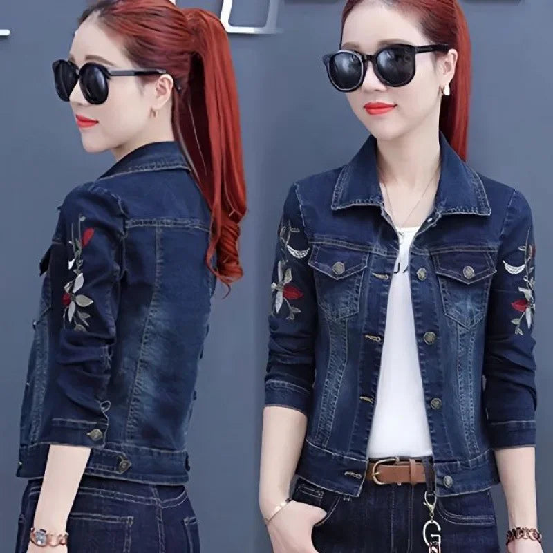 Fashionable Denim Jacket 2024 Autumn New Korean Trendy Short Slim Fit Women's Cotton Coat Top For Smooth Slimmer Silhouette Fleece Fabric Down Fabric Feather Fabric Fashionable Denim Jacket 2024 Autumn New Korean Trendy Short Slim Fit Women's Cotton Coat Top For Smooth Slimmer Silhouette Fleece Fabric Down Fabric Feather Fabric