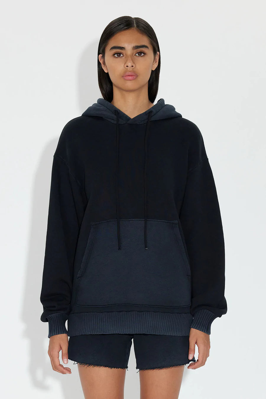VINTAGE BLACK BROOKLYN OVERSIZED HOODIE Hoodie with Hem Elastic Stretchable Comfortable VINTAGE BLACK BROOKLYN OVERSIZED HOODIE Hoodie with Hem Elastic Stretchable Comfortable
