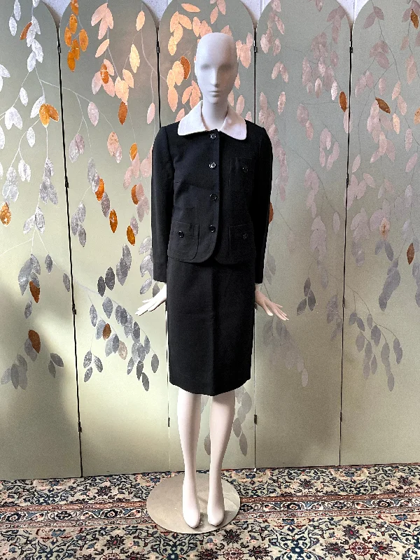 2000s/10s Prada Black and White Cotton Skirt Suit, XS silk skirt lustrous