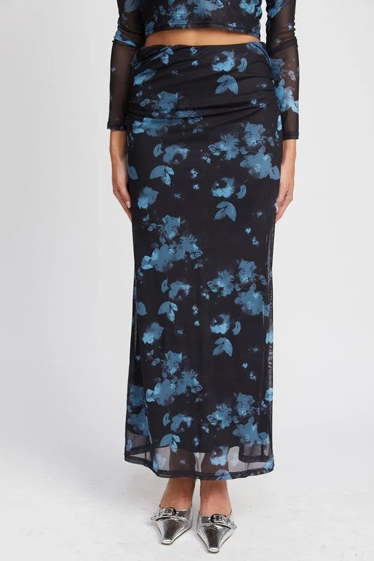FLORAL SHEER MAXI SKIRT maxi skirt elegant