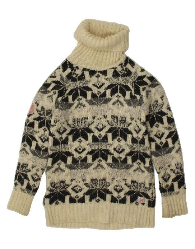 SUPERDRY Womens Roll Neck Jumper Sweater UK 6 XS Beige Fair Isle Acrylic Lace Blend Ribbed Blend Corduroy Blend SUPERDRY Womens Roll Neck Jumper Sweater UK 6 XS Beige Fair Isle Acrylic Lace Blend Ribbed Blend Corduroy Blend