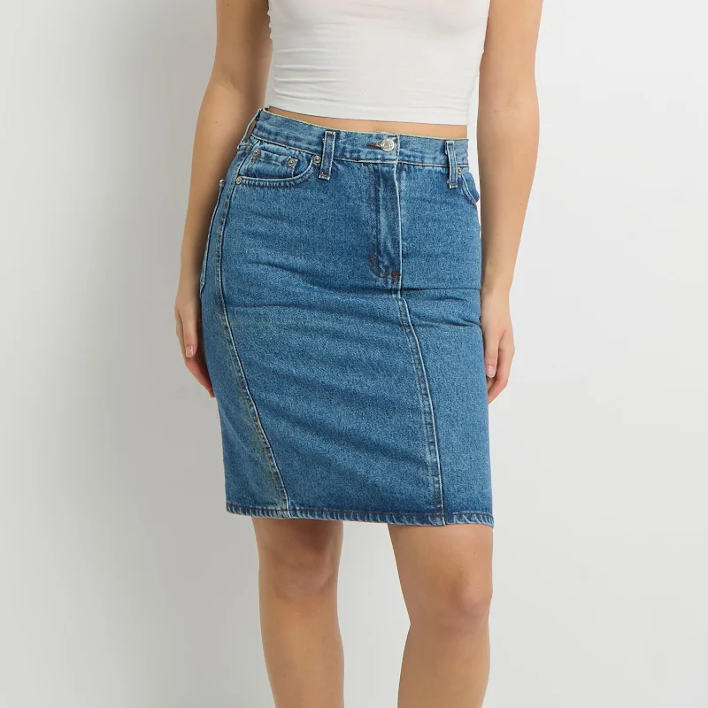 Denim Midi Skirt - UK 8 chiffon skirt airy