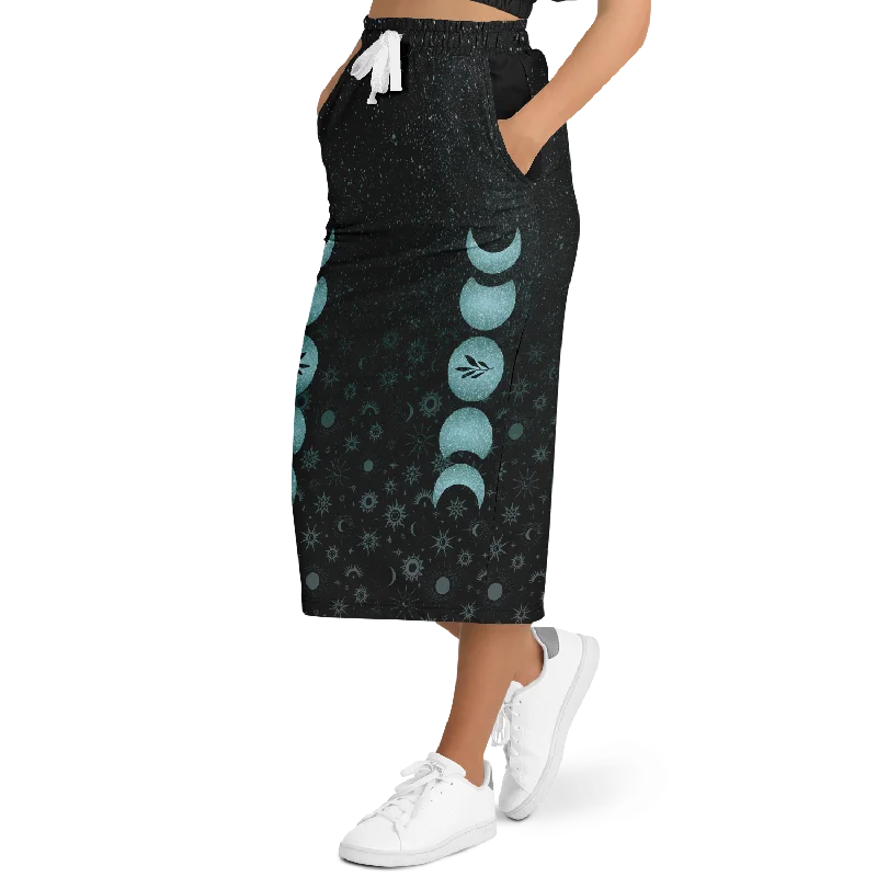Moon Phases Long-Pocket Skirt asymmetrical skirt cut