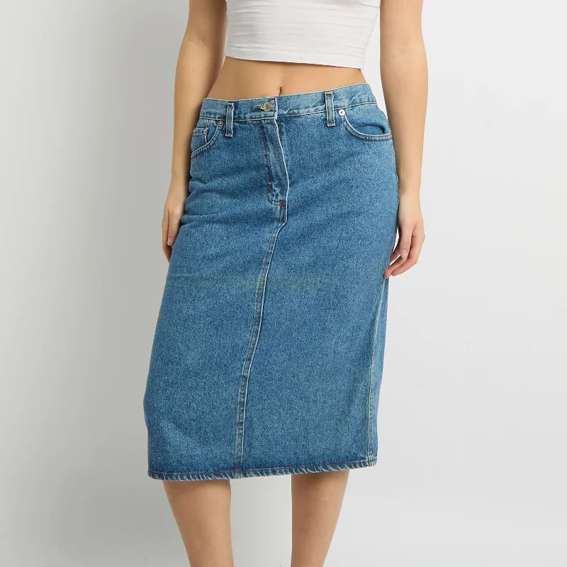 Denim Midi Skirt - UK 10 denim skirt classic