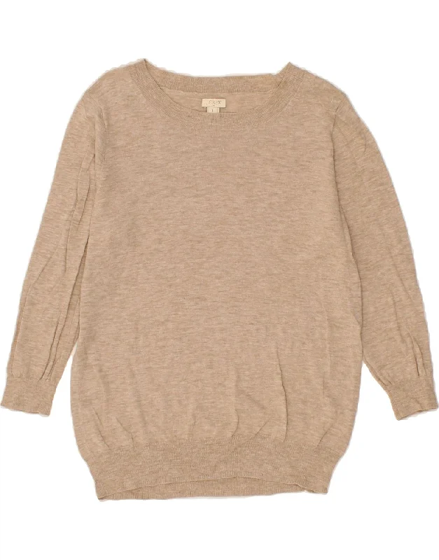 J. CREW Womens Boat Neck Jumper Sweater Large Beige Cotton Cable Knit Ribbed Knit Lace Knit J. CREW Womens Boat Neck Jumper Sweater Large Beige Cotton Cable Knit Ribbed Knit Lace Knit