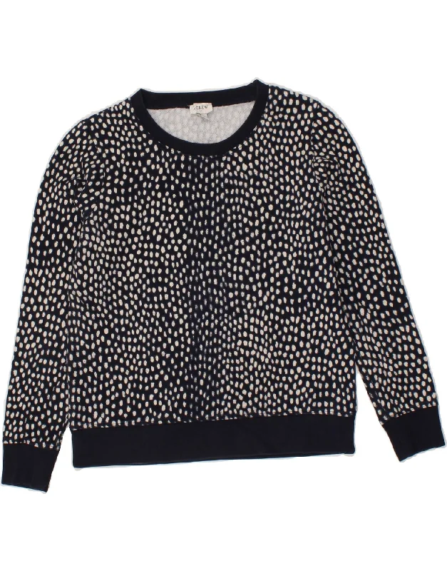 J. CREW Womens Sweatshirt Jumper UK 6 XS Navy Blue Spotted Cotton Hoodie with Hem Contrast Bold Stylish J. CREW Womens Sweatshirt Jumper UK 6 XS Navy Blue Spotted Cotton Hoodie with Hem Contrast Bold Stylish