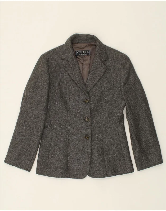 MAX MARA Womens Weekend 3 Button Blazer Jacket UK 10 Small Grey Wool Lace Jacket Ribbed Jacket Sequined Jacket MAX MARA Womens Weekend 3 Button Blazer Jacket UK 10 Small Grey Wool Lace Jacket Ribbed Jacket Sequined Jacket