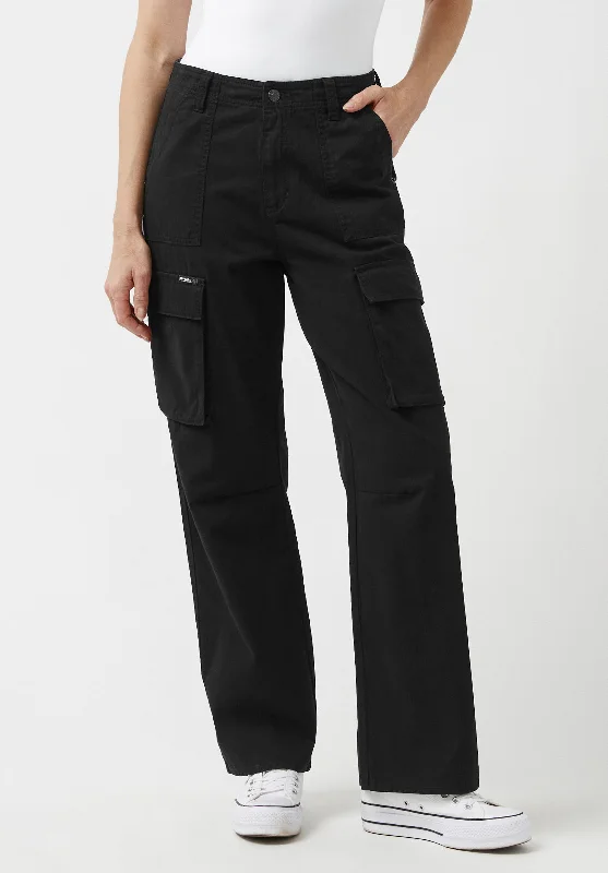 Low Rise Straight Gia Black Cargo Pants - BL15915 Fashionable Tapered Leg Pants