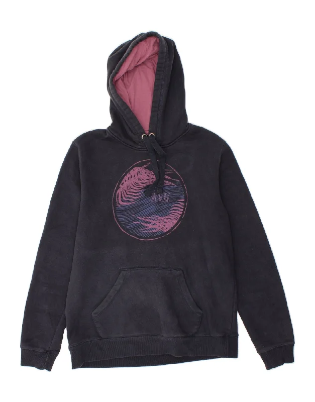 SALTROCK Womens Graphic Hoodie Jumper UK 14 Large Navy Blue Cotton Hoodie with High Neck Warm Protective SALTROCK Womens Graphic Hoodie Jumper UK 14 Large Navy Blue Cotton Hoodie with High Neck Warm Protective