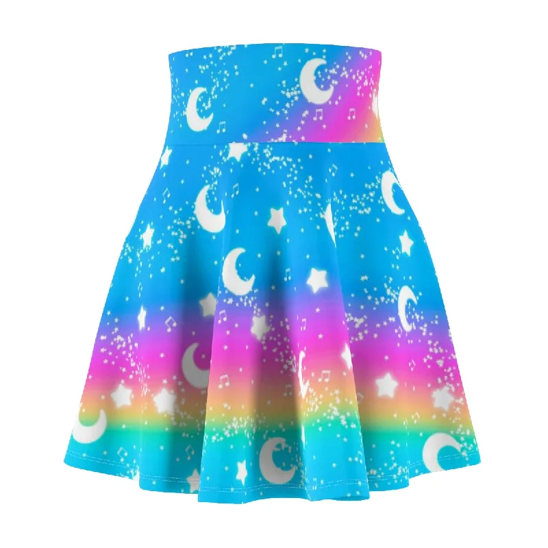 Magical Fairy Time (Rainbow Sunny Day) High Waist Skater Skirt velvet skirt luxury