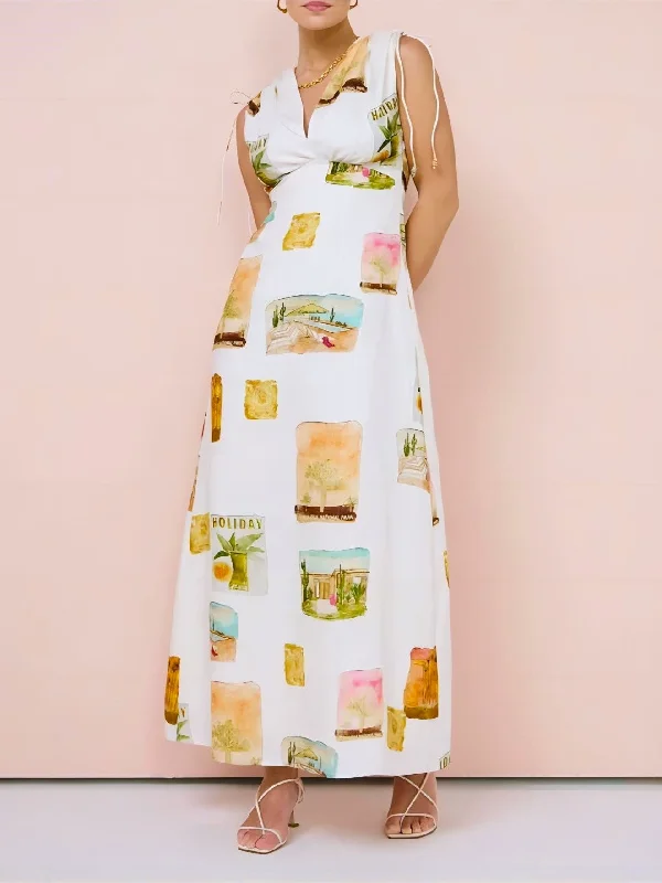 On Holiday V-Neck Printed Dress