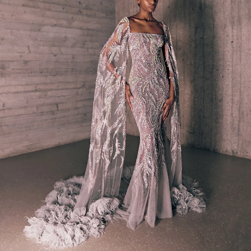 Embroidered Silver Mermaid Dress