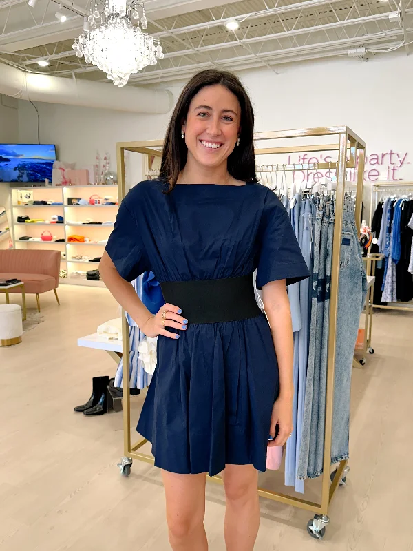Staud Mini Amy Dress - Navy/Black