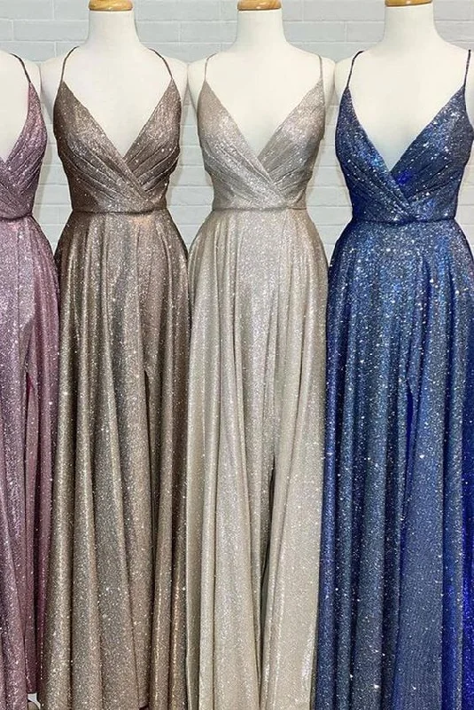 V-neck Sparkly Long Prom Dresses    cg21439