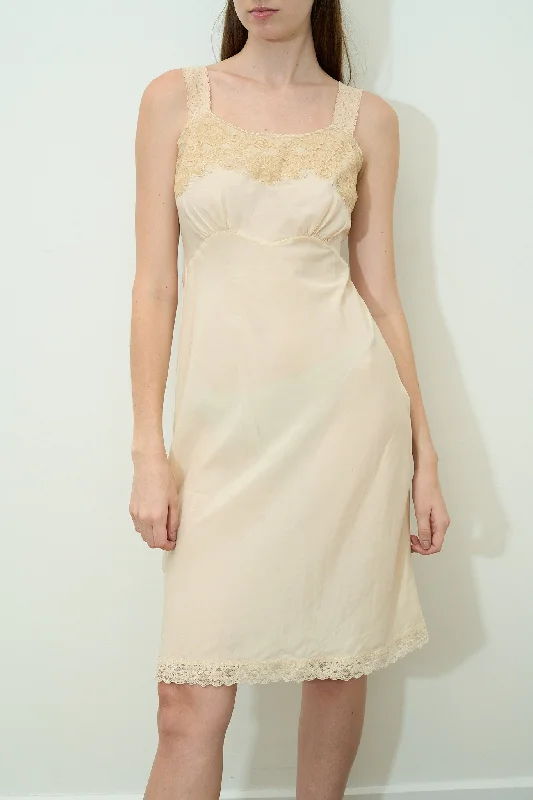 Vintage Silk 60's Cream Slip Dress Size M