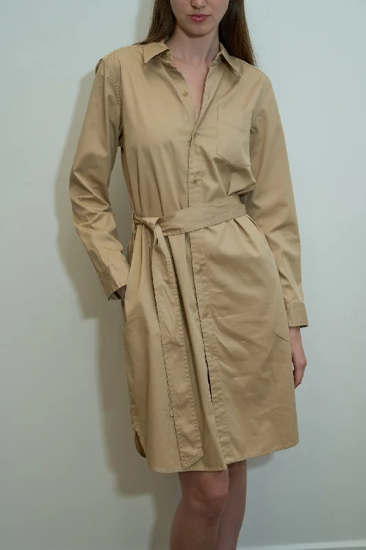 Vintage Ralph Lauren Button-up Dress in Tan Size S