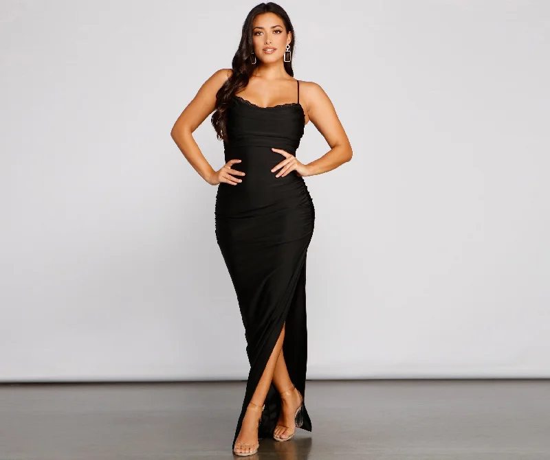 Cassandra Cowl Neck Charming Ruched Formal Dress