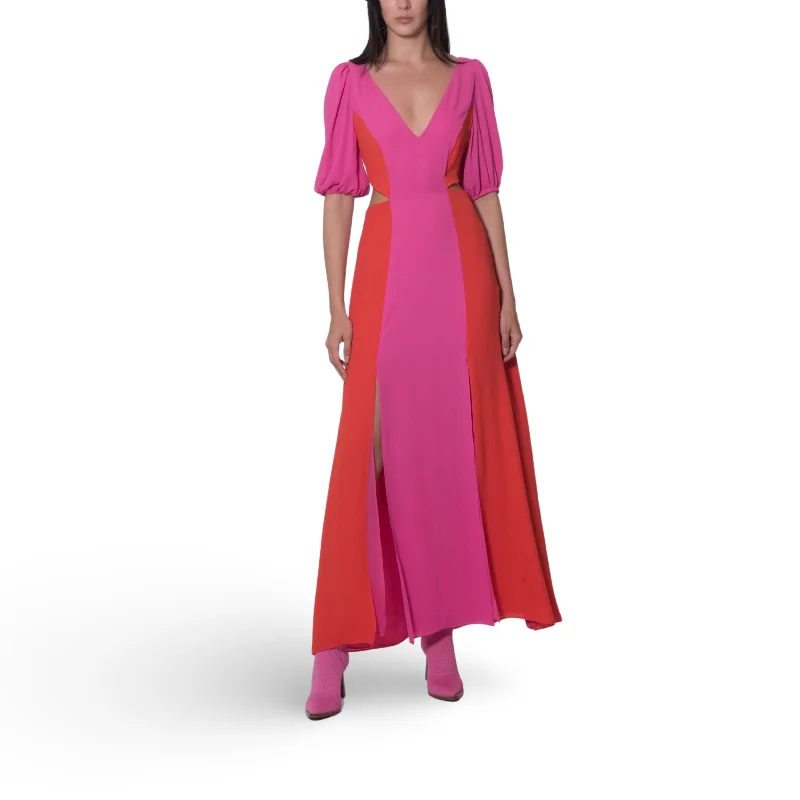 Two Tone Bow Tie Long Dress