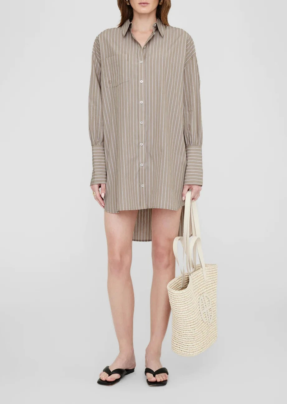 Lake Dress - Taupe/White Stripe