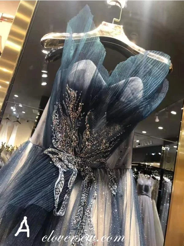 Fashion Bead Applique Strapless A-line Prom Dresses,CP0228