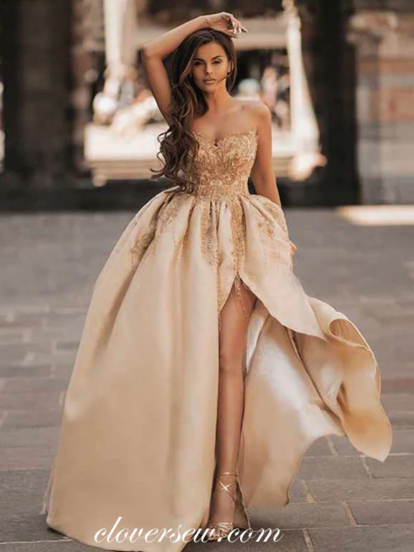 Stunning Bead Applique Sweetheart Strapless Prom Dresses , CP0271