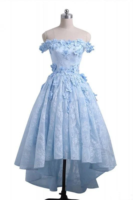 A Line Off Shoulder High Low Homecoming Appliqued Lace Party Dresses Tunics Practical easy-care A Line Off Shoulder High Low Homecoming Appliqued Lace Party Dresses Tunics Practical easy-care